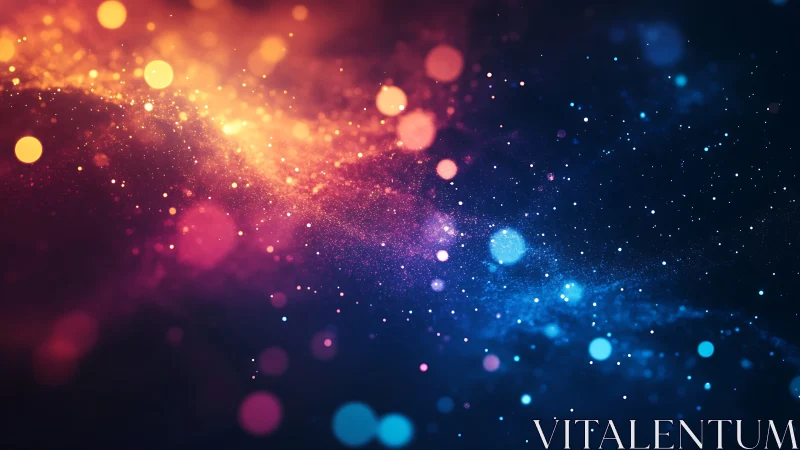 Abstract bokeh field with orange and blue light gradients.