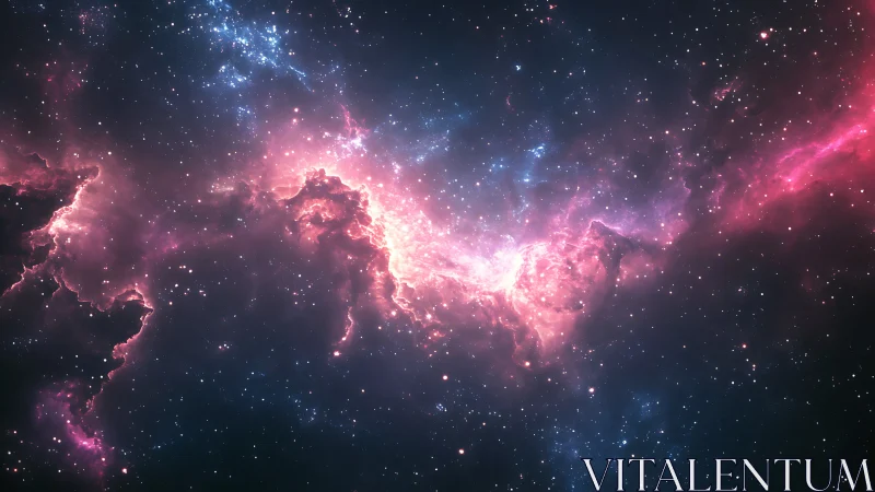 Stellar nebula glows in magenta hues across deep cosmos