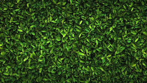 Dense green hedge fills frame with overlapping glossy leaves