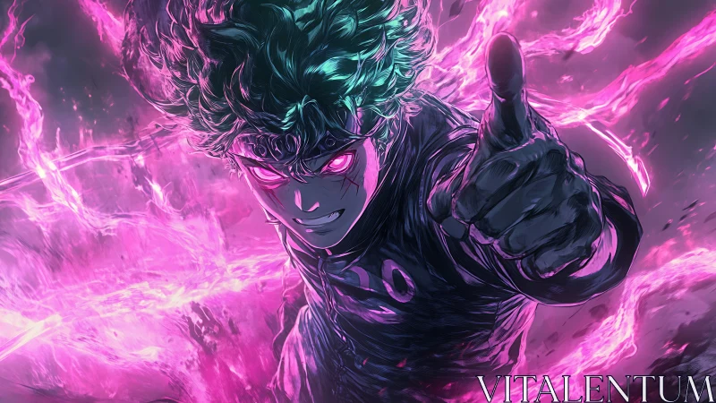 Psychedelic psychokinetic surge around focused anime esper.