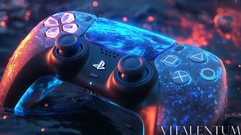 PlayStation DualSense Controller with Advanced Neon Particle Effects System