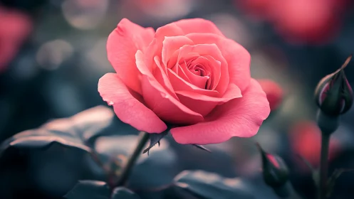 Elegant coral rose blooms with timeless beauty and grace.