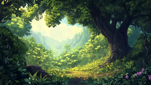 Luminescent Forest Gateway: Where Ancient Trees Frame Emerald Mysteries