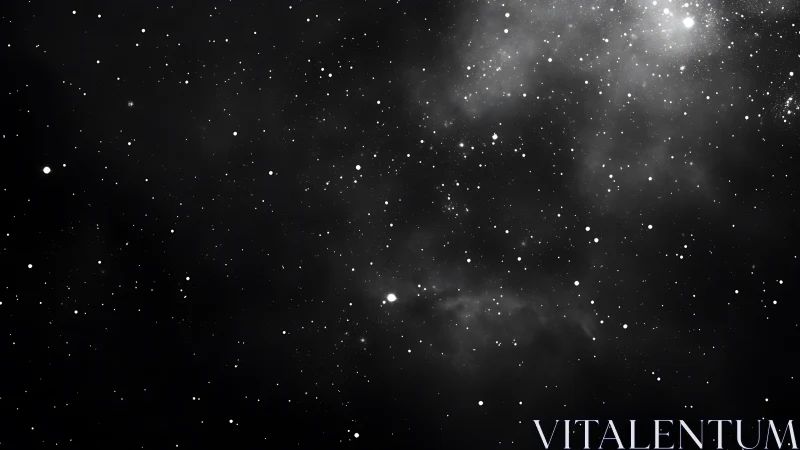 High-contrast stellar field with diffuse nebular dust gradients.