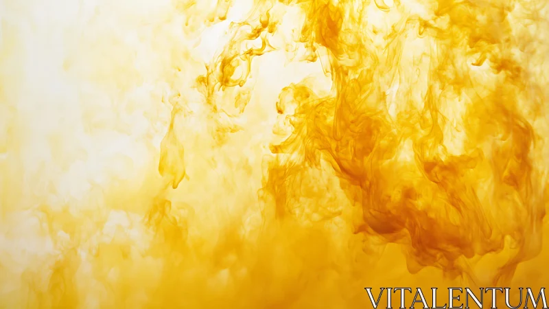 Vivid yellow ink swirling in liquid abstract background art.