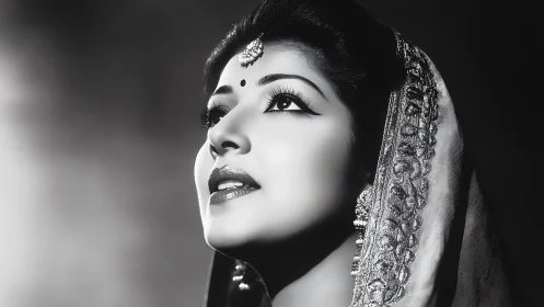 Photorealistic monochrome portrait with cinematic side lighting.