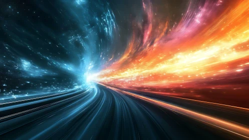 Cosmic highway between blazing sunrise and icy starlight.