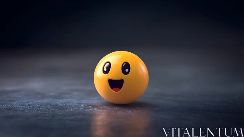 Happy Smiley Face Emoji on Dark Background, Digital Art Style.