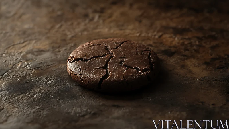 Low-key macro study of cracked chocolate cookie geometry.