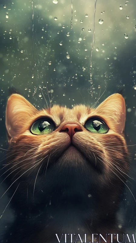 Feline Subject with Translucent Water Particles Rendered in Atmospheric Digital Painting