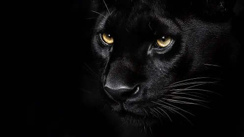 Black Panther Portrait with Golden Eyes