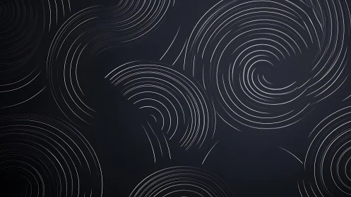 Minimalist concentric line spirals over dark gradient field.