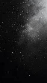 High-contrast monochrome starfield with dense galactic dust gradient