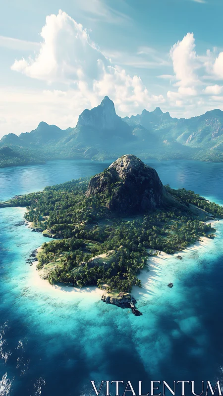 Volcanic Island Archipelago: Aerial Landscape Composition.