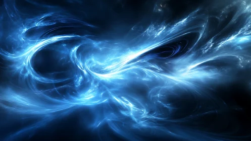 Gentle cosmic currents swirling through luminous blue light.