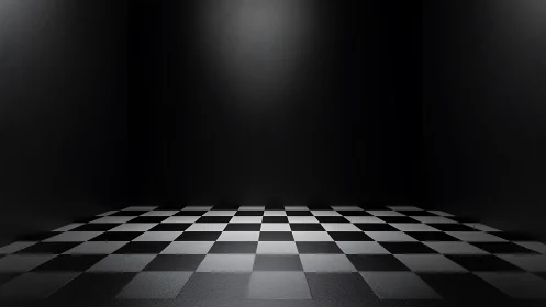 Moody checkered room inviting quiet, creative moments.