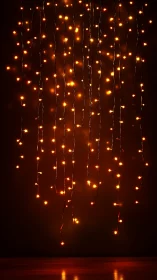 Warm cascading string lights create a cozy festive glow