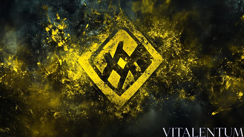 Binance logo in abstract yellow smoke digital art style.