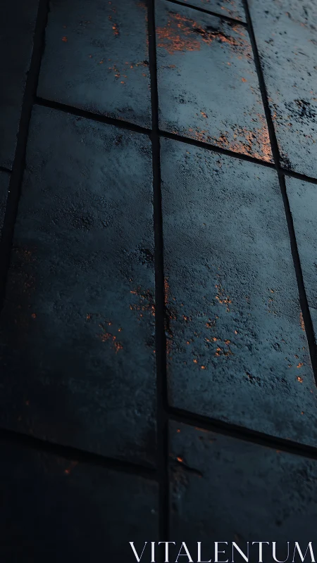 Moody concrete tiles glow with subtle industrial warmth