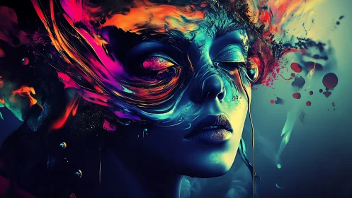 Dream-lit portrait where swirling colors meet quiet calm.