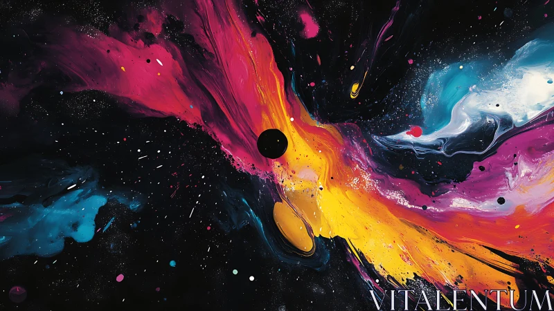 Chromatic nebula dynamics with central occluded singularity.