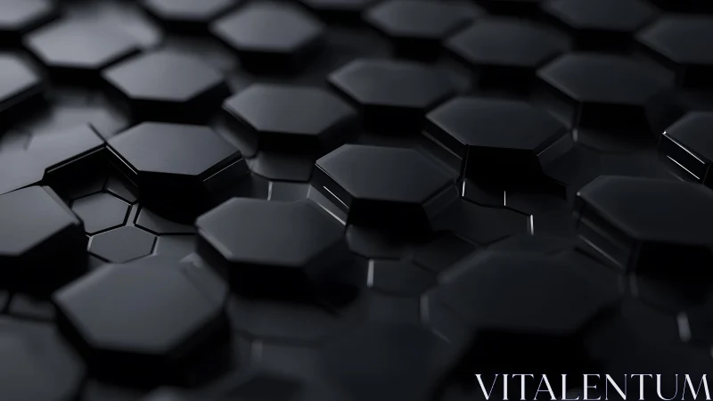 Futuristic black hexagonal 3D pattern with glossy texture.