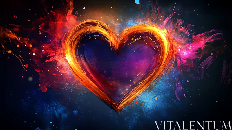Luminous Heart Engulfed in Cosmic Energy.