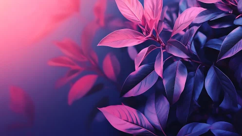 Dreamlit pink foliage glowing in soft twilight hues.