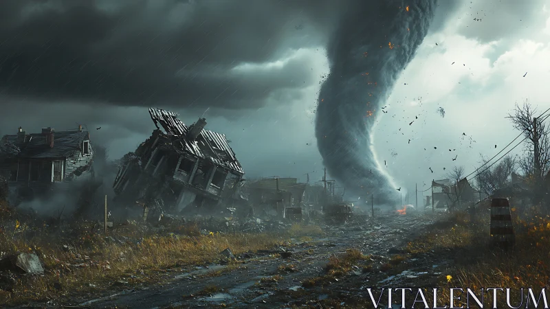 Raging tornado carves a chaotic path through a lonely town