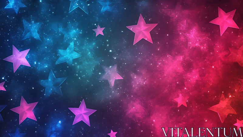 Bicolor nebula sky with translucent magenta and cyan stars.