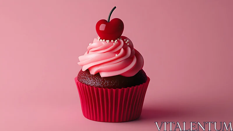 Luxurious Red Velvet Cupcake with Cherry Garnish.