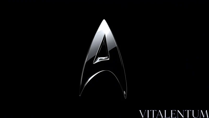 Sleek metallic Starfleet insignia on black minimalist background.