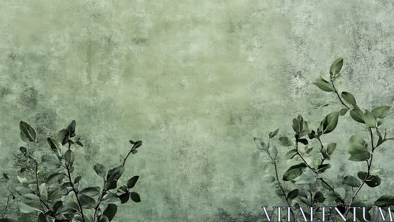 Soft green foliage rises against a textured rustic wall backdrop