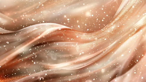 Soft metallic fabric waves with scattered white particles.