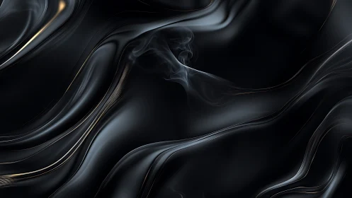 Fluid black smoke waves with subtle metallic highlights.