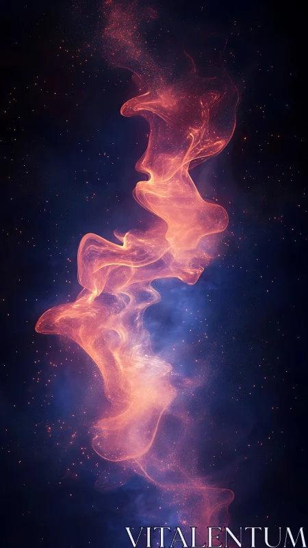 Luminous nebula plume swirling through deep cosmic void.