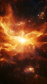 Radiant golden nebula unfolds around a bright newborn star