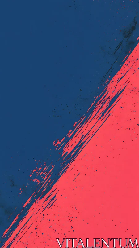 Diagonal cobalt and coral abstract paint streak composition.