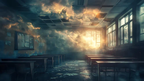 Dreamy classroom fills with glowing clouds of soft light