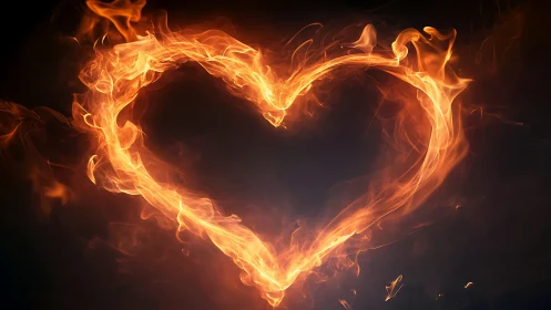 Inferno's Passion: Heart Ablaze in Luminous Flame.