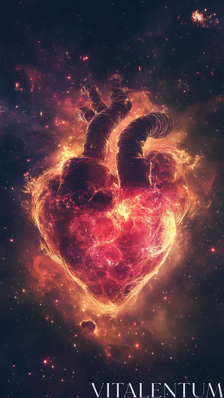 Burning Heart Luminous Cosmic Fire Nebula