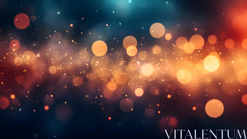 Abstract bokeh lights in warm orange and blue, digital art style.