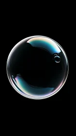 Single translucent soap bubble is isolated on dark background