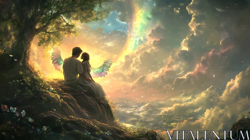Two Souls Embrace in Heavenly Light.