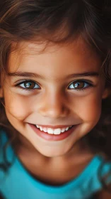 Youthful Portrait with Striking Blue Eyes and Radiant Expression