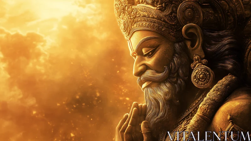 Golden divine deity portrait in radiant profile light.