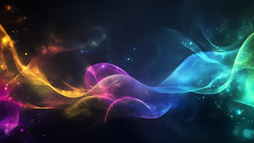 Spectral fluid light waves form layered translucent gradients in motion