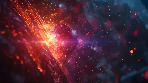 Futuristic meteor impact in vibrant sci-fi digital art style.