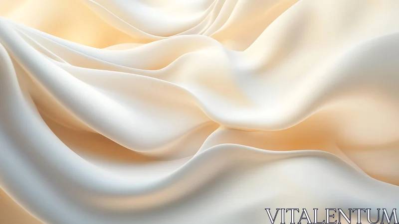 Soft Cream Silk Fabric Folds in Gentle Abstract Style.