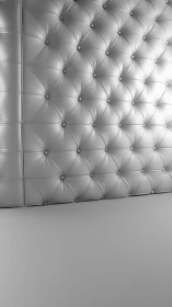 Silver tufted wallscape shimmering with quiet luxury.